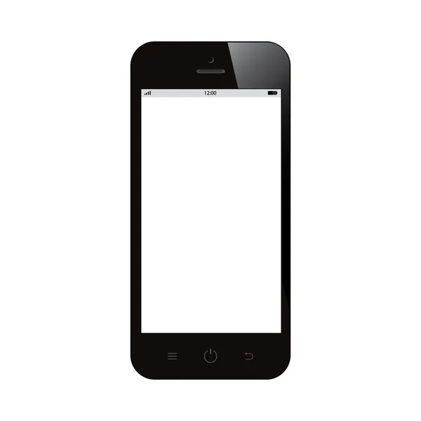 Smartphone com tela branca em branco no fundo branco — Vetor de Stock