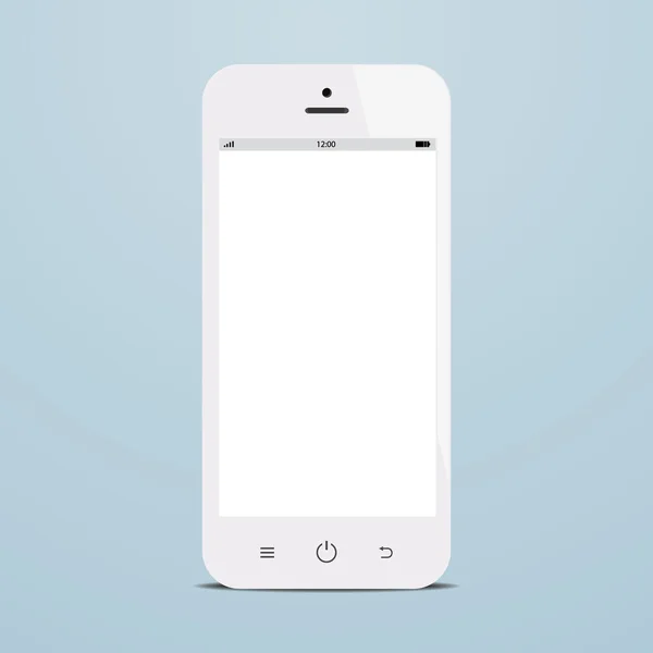 Smartphone bianco con schermo nero su sfondo blu — Vettoriale Stock