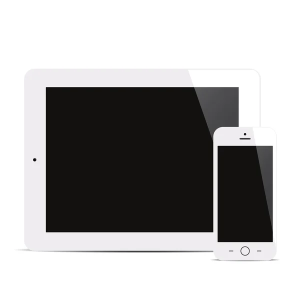 Tablet and smartphone with blank screen white background — Stock Vector