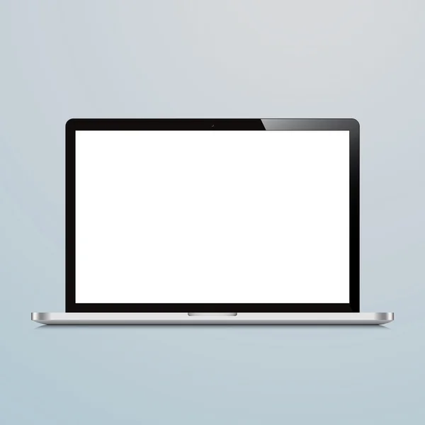 Laptop white screen blue background — Stock Vector