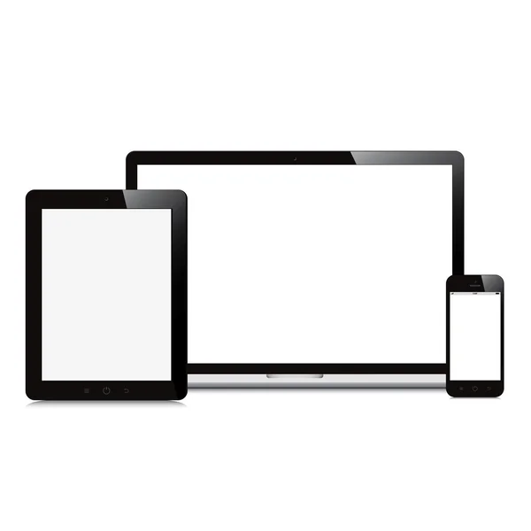 laptop smartphone ve beyaz zemin üzerine tablet