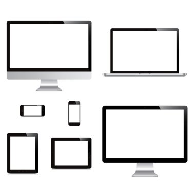 dizüstü bilgisayar, akıllı telefon, tablet, bilgisayar, ekran üzerinde beyaz izole