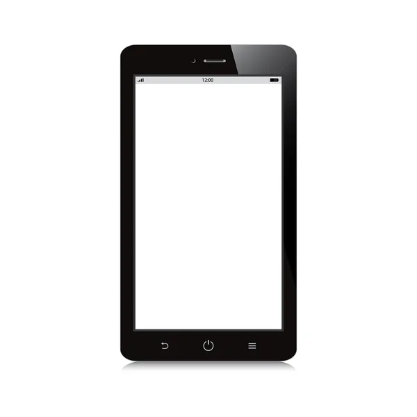 Smartphone com tela branca em branco no fundo branco — Vetor de Stock