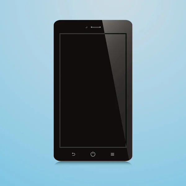 Smartphone com tela em branco preto no fundo azul — Vetor de Stock