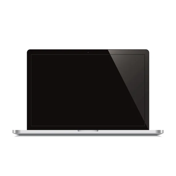 Laptop öppna svart skärm vit bakgrund — Stock vektor