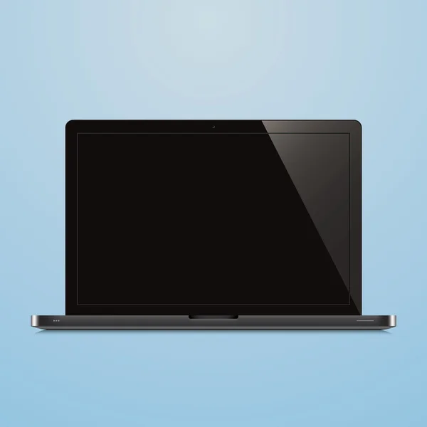 Laptop open black screen blue background — Wektor stockowy