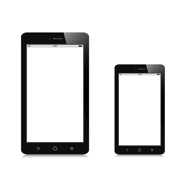 Smartphone e tablet tela em branco no fundo branco —  Vetores de Stock