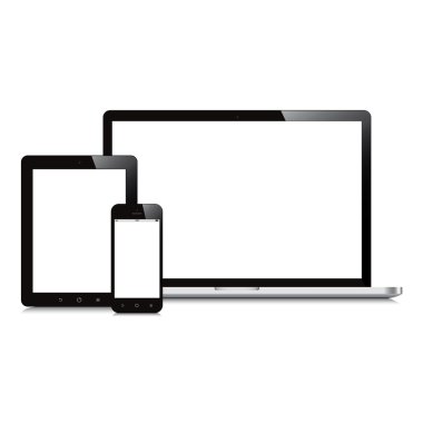 laptop smartphone ve tablet mockup beyaz arka plan