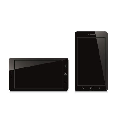 Beyaz arka planda siyah ekranla ile Smartphone