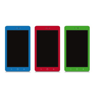 барвисті смартфон з чорним порожній екран на білому тлі