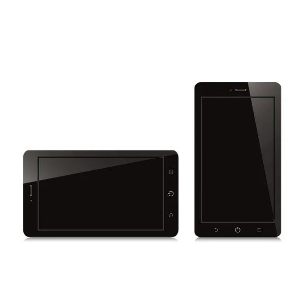 Смартфон с черным чистым экраном на белом фоне — стоковый вектор