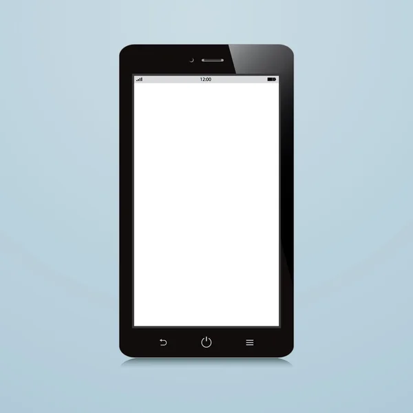 Smartphone com tela branca em branco no fundo azul — Vetor de Stock