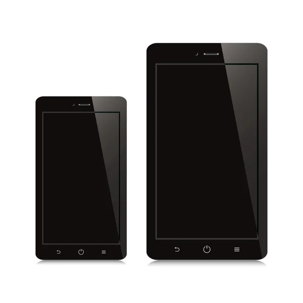 Smartphone e tablet schermo bianco nero su sfondo bianco — Vettoriale Stock