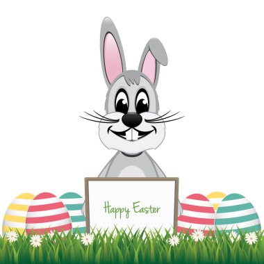 arkasında kurulu renkli yumurtalar izole arka plan gri tavşan