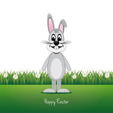 gri tavşan çayır daisy happy easter izole