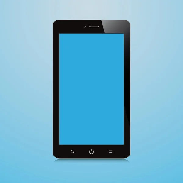 Smartphone-val fehér háttér előtt fehér üres képernyő — Stock Vector
