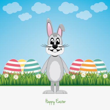 gri tavşan yeşil alan Mutlu Paskalya