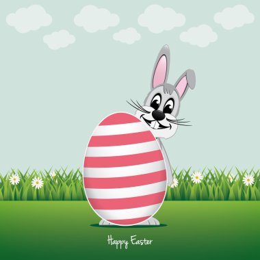 büyük yumurta daisy çayır arkasında mutlu bunny