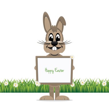 kahverengi bunny Paskalya işareti daisy çim kurulu mutlu tutun