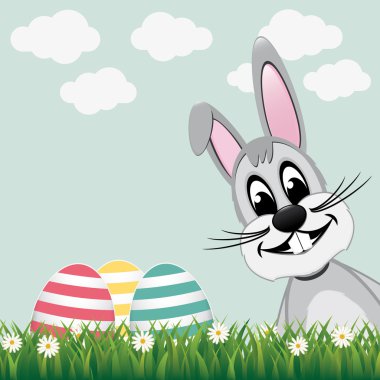 gri tavşan yan renkli yumurta daisy çayır