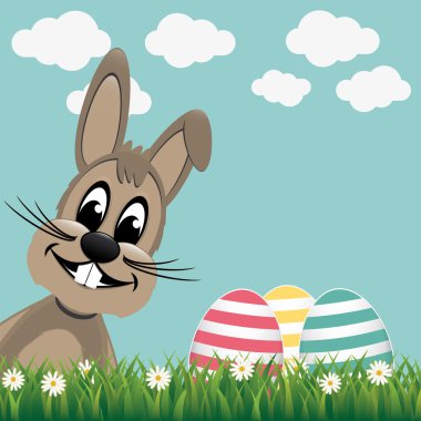 Kahverengi tavşancık renkli yumurtalar papatya çayırı