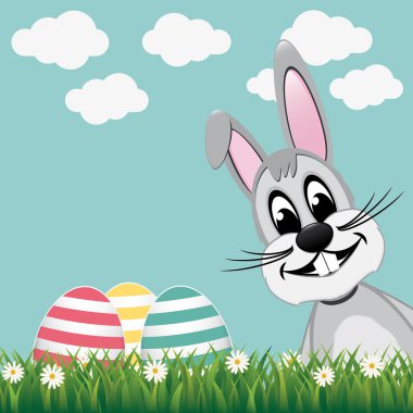 gri tavşan yan renkli yumurta daisy çayır