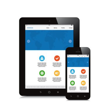 beyaz zemin üzerine Tablet ve telefon duyarlı webdesign