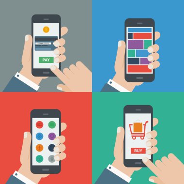 mobile shopping, payment, responsive flat design clipart