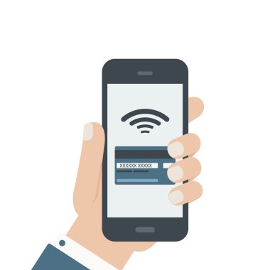 cep kredi kartı el telefon düz tutarak