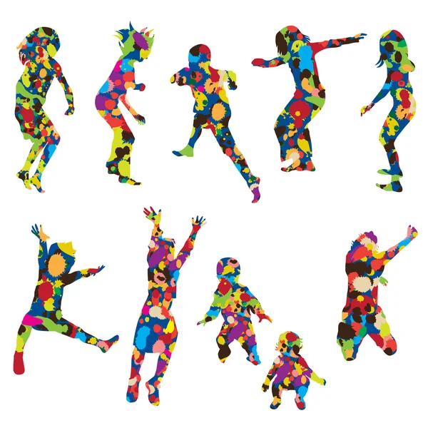 Çocuk siluetler renkli lekeler yaptı