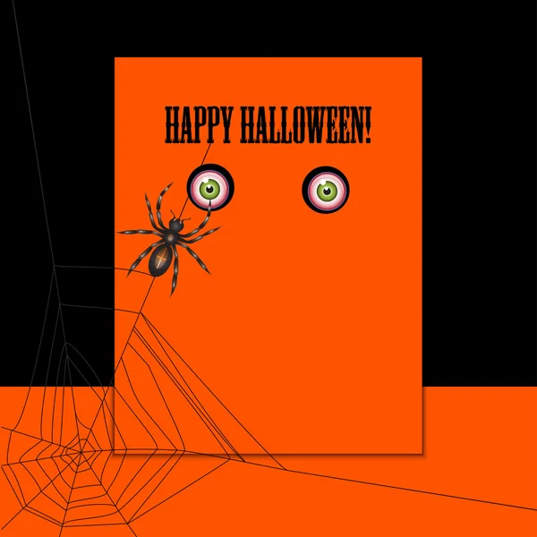 Halloween con araña y ojos — Vector de stock