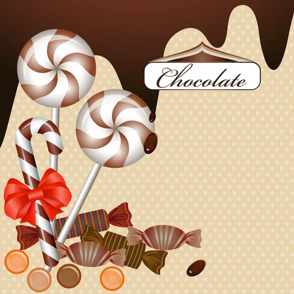 チョコレートのお菓子と背景 — ストックベクタ