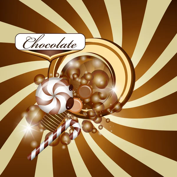 Schokolade Hintergrund und Bonbons — Stockvektor