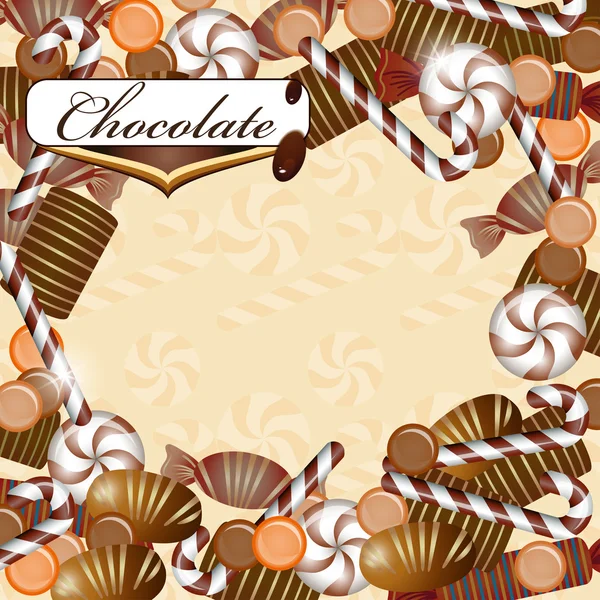 Fondo con caramelos de chocolate Gráficos vectoriales