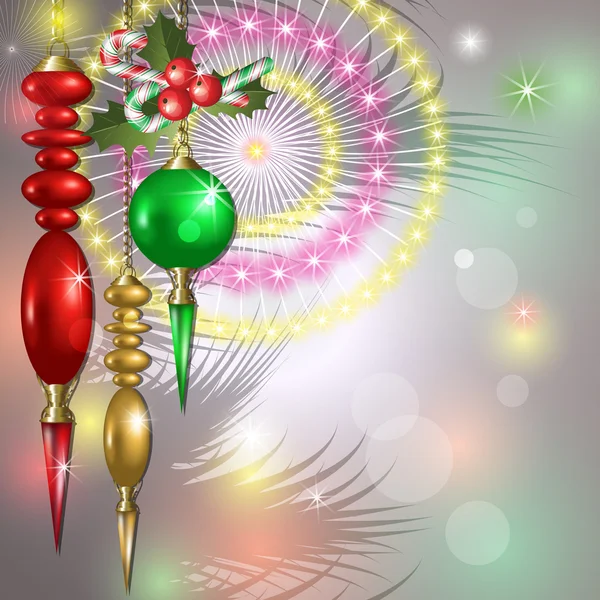 Merry christmas achtergrond met ballen — Stockvector