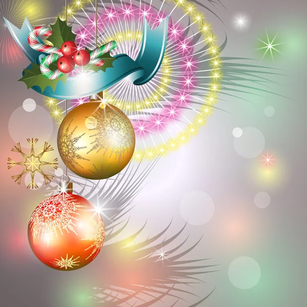 Merry christmas achtergrond met ballen — Stockvector