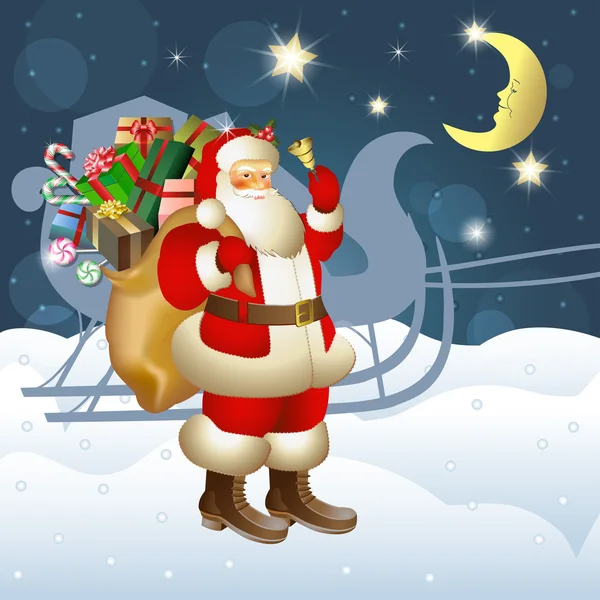 Счастливого Санта Клауса с мешком подарков — стоковый вектор