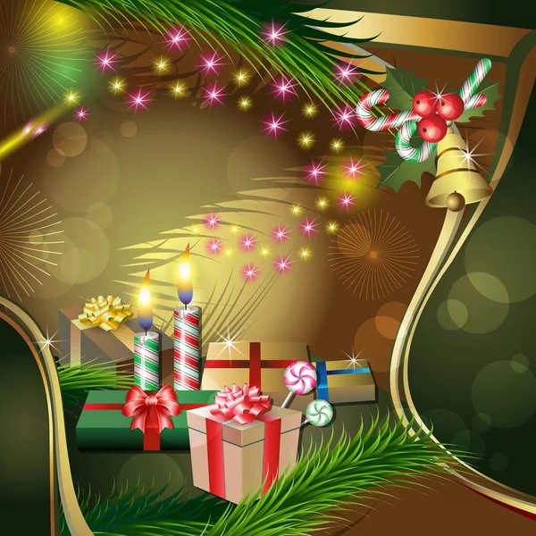 Juldekoration med ljus och gåvor Vektorgrafik