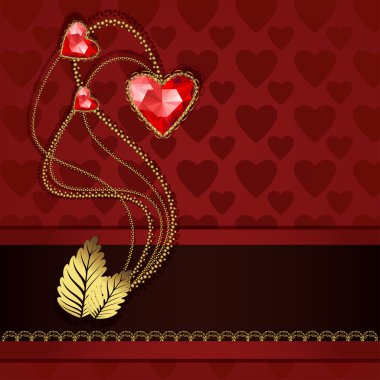 üç kırmızı elmas kalpleri ve altın