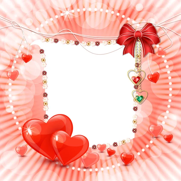 Banner hermoso día de San Valentín con corazones abstractos — Vector de stock