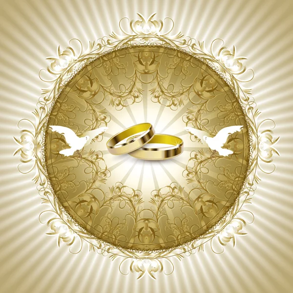 Carte d'invitation de mariage vintage avec de belles décorations florales — Image vectorielle
