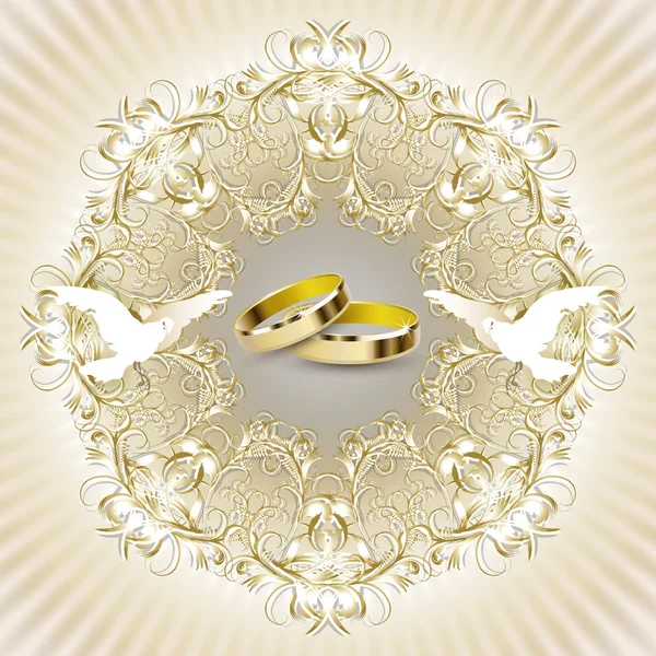 Cartão de convite de casamento com belas decorações Ilustração De Stock