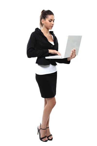 Business girl gestures — Stock Photo, Image