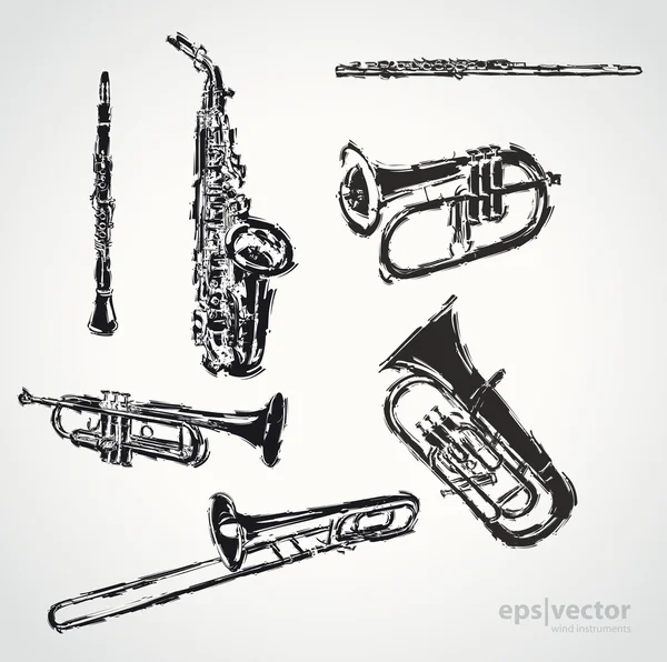 Instrumentos musicais escovados — Vetor de Stock