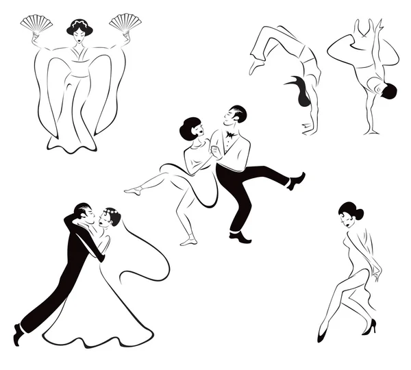 Ilustração de cinco estilos de dança —  Vetores de Stock