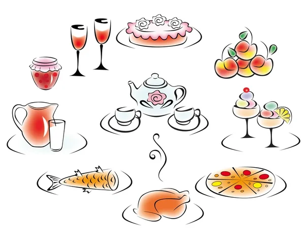 Délicieux aliments et boissons — Image vectorielle