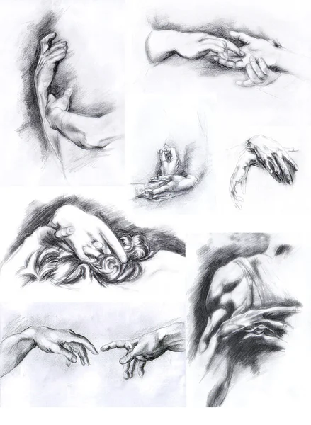 elleri kalem çizimleri bir dizi