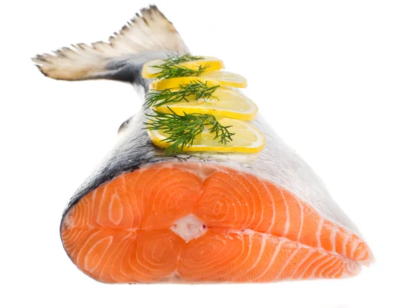 Lachs auf weißem Hintergrund. Schwanz — Stockfoto