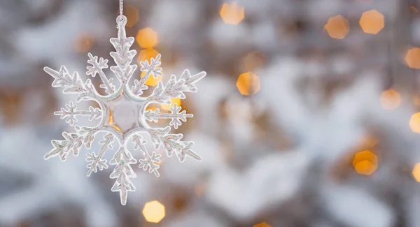 Winter Schnee Hintergrund Abstrakte Bokeh Schneeflocke Aus Nächster Nähe Freiraum — Stockfoto