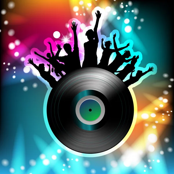 Boule disco et silhouettes — Image vectorielle